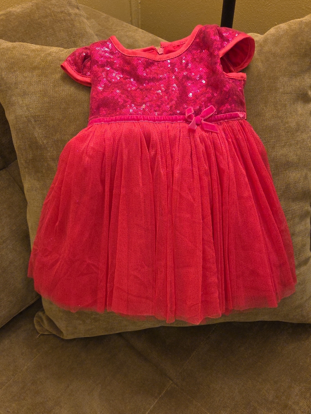 Girls' Hot Pink Sequin Tulle Party Dress
